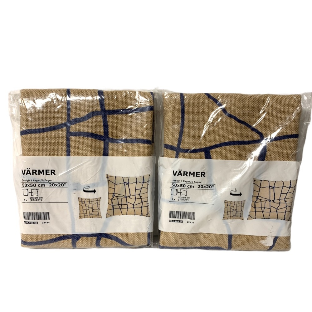 New Ikea Varmer Jute Navy Square Pillow Cover